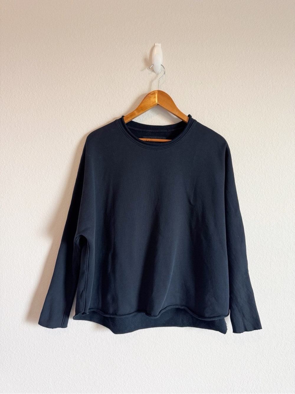 Frank & Eileen Black Anna Long Sleeve Capelet Triple Fleece Sweatshirt Size S